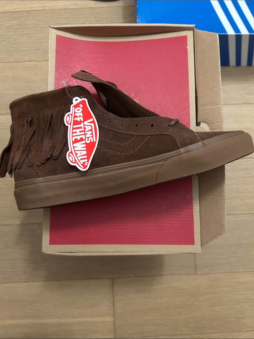 Vans Brown Suede Mid-Top Sneakers with Fringe